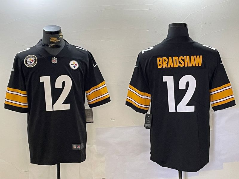 Men Pittsburgh Steelers #12 Bradshaw Black 2024 Nike Limited NFL Jersey style 4->los angeles dodgers->MLB Jersey